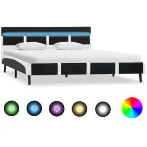 VIDAXL Cadre de lit avec LED Noir Similicuir 120 x 200 cm pas cher