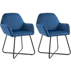 Comparateur de prix : vidaXL Chaises à manger lot de 2 Bleu Velours