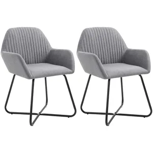 vidaXL Chaises à manger lot de 2 gris clair tissu pas cher