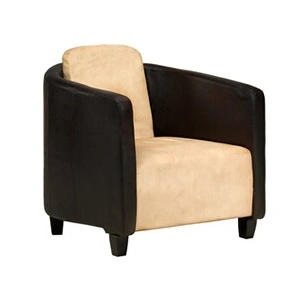 vidaXL Fauteuil Brun roux et noir Cuir véritable pas cher