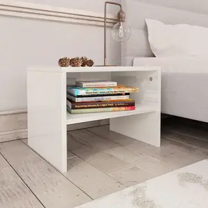 Comparateur de prix : vidaXL Table de chevet Blanc brillant 40 x 30 x 30 cm Aggloméré
