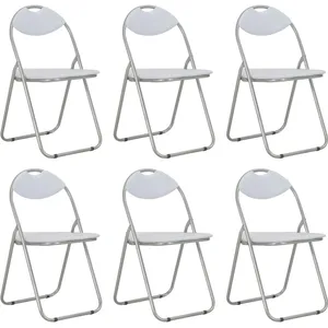 vidaXL Chaises pliantes à manger lot de 6 blanc similicuir pas cher
