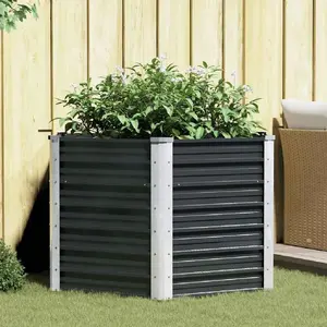 vidaXL Lit surélevé de jardin Anthracite 129x129x77 cm Acier galvanisé pas cher