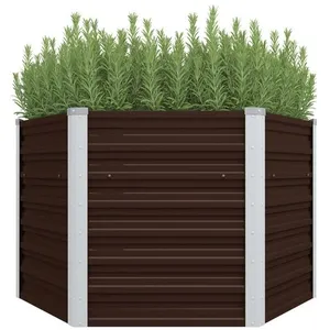 Comparateur de prix : vidaXL Lit surélevé de jardin Marron 129x129x77 cm Acier galvanisé
