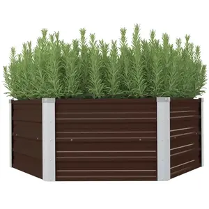Comparateur de prix : vidaXL Jardinière surélevée Marron 129x129x46 cm Acier galvanisé