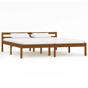 vidaXL Cadre de lit Marron miel Bois de pin massif 160 x 200 cm pas cher