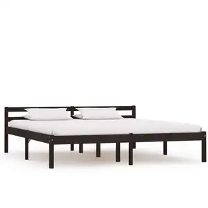 vidaXL Cadre de lit Marron foncé Bois de pin massif 160 x 200 cm pas cher