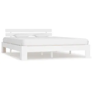 vidaXL Cadre de lit Blanc Bois de pin massif 180 x 200 cm pas cher