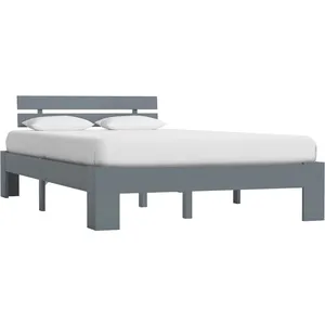 vidaXL Cadre de lit Gris Bois de pin massif 120 x 200 cm pas cher