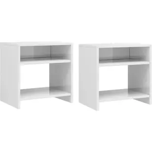 vidaXL 2 pcs Tables de chevet Blanc brillant 40 x 30 x 40 cm Aggloméré pas cher