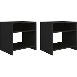 vidaXL Tables de chevet 2 pcs Noir 40x30x40 cm Bois d'ingénierie pas cher