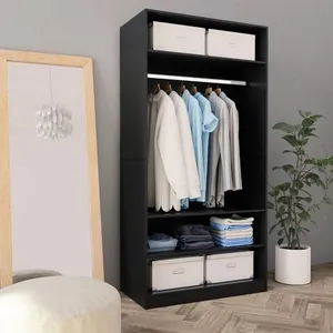Comparateur de prix : vidaXL Garde-robe Noir 100 x 50 x 200 cm Bois d'ingénierie