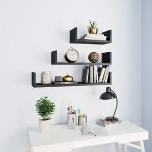 Comparateur de prix : vidaXL Étagères murales 3 pcs Noir Bois d'ingénierie