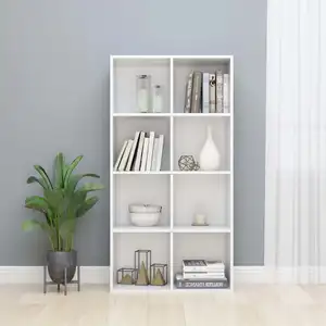 vidaXL Bibliothèque/Buffet Blanc brillant 66 x 30 x 130 cm Aggloméré pas cher