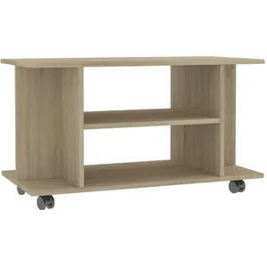 Comparateur de prix : vidaXL Meuble TV et roulettes chêne sonoma 80x40x45 cm bois ingénierie