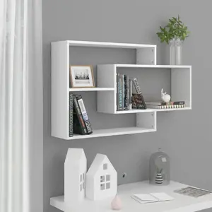Comparateur de prix : vidaXL Étagères murales Blanc brillant 104x20x58,5 cm Aggloméré