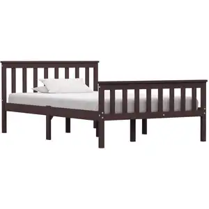 vidaXL Cadre de lit Marron foncé Bois de pin massif 120 x 200 cm pas cher