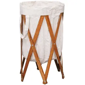 Comparateur de prix : vidaXL Panier à linge pliable Crème Bois et tissu