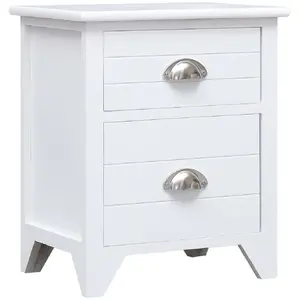 vidaXL Table de chevet Blanc 38x28x45 cm Bois de Paulownia pas cher