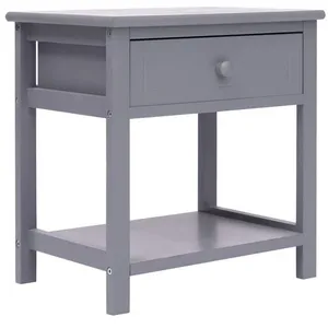 vidaXL Table de chevet Gris 40x29x42 cm Bois de Paulownia pas cher