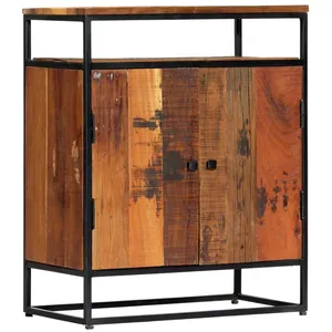 vidaXL Armoire latérale 60x35x76 cm Bois récupération massif et acier pas cher