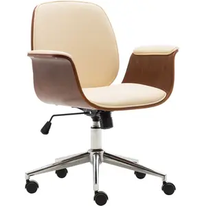 Comparateur de prix : vidaXL Chaise de bureau Crème Bois courbé et similicuir