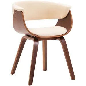 vidaXL Chaise à manger crème bois courbé et similicuir pas cher