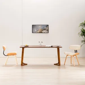 Comparateur de prix : vidaXL Chaises à manger lot de 2 crème bois courbé et similicuir