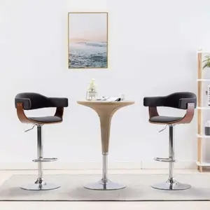 vidaXL Tabourets de bar lot de 2 gris bois courbé et tissu pas cher