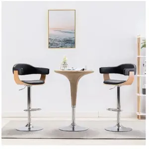Comparateur de prix : vidaXL Tabourets de bar lot de 2 noir bois courbé et similicuir