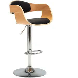 Comparateur de prix : Vidaxl - Tabouret de bar Noir Bois courbé et similicuir Black and light brown
