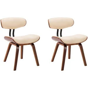 Comparateur de prix : vidaXL Chaises à manger lot de 2 crème bois courbé et similicuir