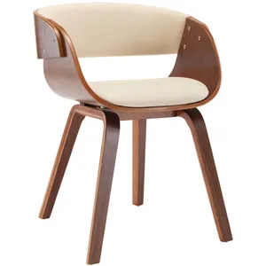 vidaXL Chaise de salle à manger Crème Bois courbé et similicuir pas cher