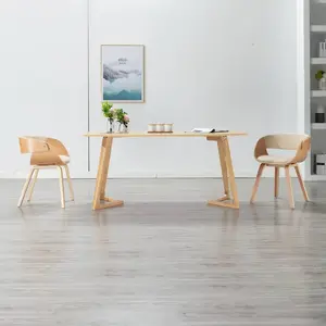 vidaXL Chaise à manger Crème Bois courbé et similicuir pas cher