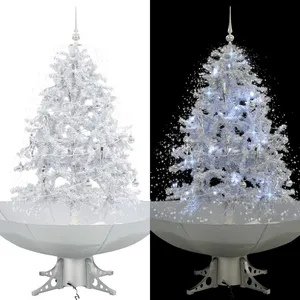 Comparateur de prix : vidaXL Arbre de Noël neigeux avec base de parapluie Blanc 140 cm