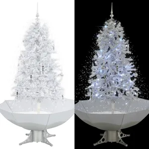Comparateur de prix : vidaXL Arbre de Noël neigeux avec base de parapluie Blanc 170 cm