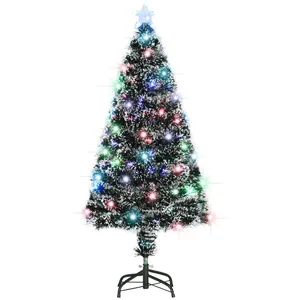 vidaXL Arbre de Noël pré-éclairé avec support 120 cm fibre optique pas cher