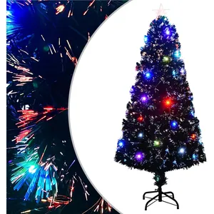 Comparateur de prix : vidaXL Arbre de Noël pré-éclairé avec support 150 cm fibre optique