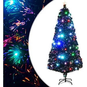 vidaXL Arbre de Noël pré-éclairé avec support 180 cm fibre optique pas cher