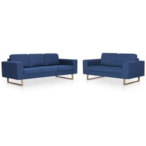 vidaXL Ensemble de canapé 2 pcs Tissu Bleu pas cher