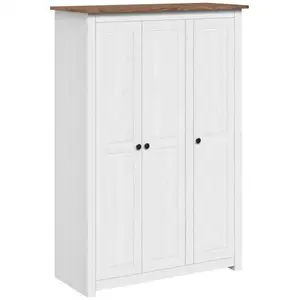 Comparateur de prix : vidaXL Garde-robe 3 portes Blanc 118x50x171,5cm Pin Assortiment Panama