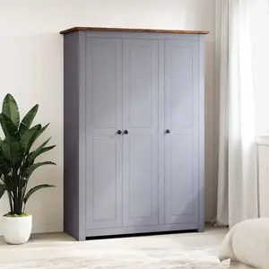 Comparateur de prix : vidaXL Garde-robe 3 portes Gris 118x50x171,5 cm Pin Assortiment Panama