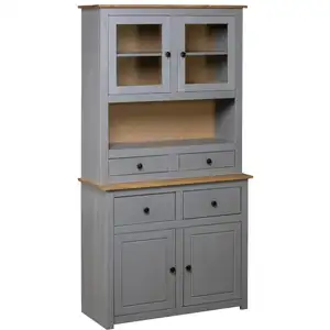 Comparateur de prix : vidaXL Buffet haut Gris 93x40,5x180 cm Pin Gamme Panama