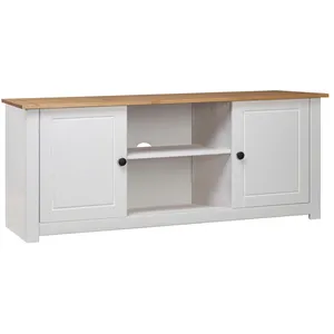Comparateur de prix : vidaXL Meuble TV Blanc 120x40x50 cm Bois de pin massif Gamme Panama
