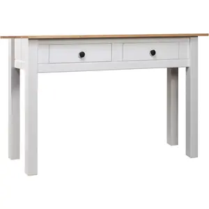 vidaXL Table console Blanc 110x40x72 cm Pin solide Gamme Panama pas cher