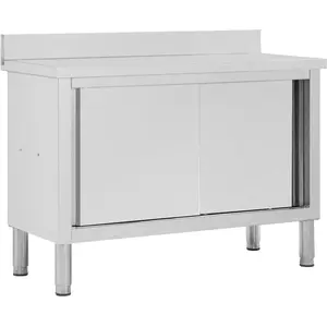 Comparateur de prix : vidaXL Table de travail avec portes coulissantes 120x50x(95-97)cm Inox