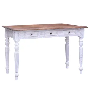 Comparateur de prix : vidaXL Bureau et tiroirs blanc 117x57x75cm bois de récupération massif