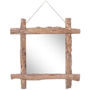 vidaXL Miroir à bûches Naturel 70x70 cm Bois de récupération massif