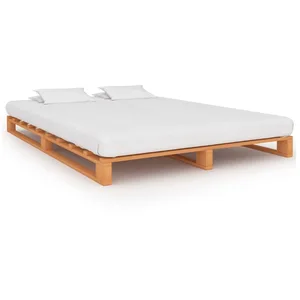 vidaXL Cadre de lit de palette Marron Bois de pin massif 160 x 200 cm pas cher