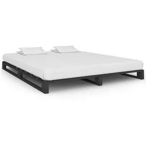 vidaXL Cadre de lit de palette Gris Bois de pin massif 180 x 200 cm pas cher